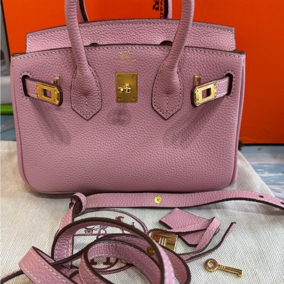 Baby mini Birkin 20 cm style Leather Women's Bag in light pink Togo leather - Picture 2 of 7